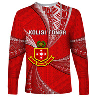 Personalised Tonga College Alete Long Sleeve Shirt Class Of Year Kolisi Tonga Ngatu Pattern LT14 Unisex Red - Polynesian Pride