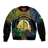 Personalised Malampa Day Bomber Jacket Vanuatu Provinces Polynesian Pattern LT14 Unisex Black - Polynesian Pride