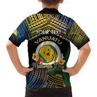 Personalised Malampa Day Kid Hawaiian Shirt Vanuatu Provinces Polynesian Pattern