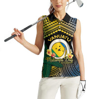 Personalised Malampa Day Women Sleeveless Polo Shirt Vanuatu Provinces Polynesian Pattern