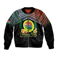 Personalised Penama Day Bomber Jacket Vanuatu Provinces Polynesian Pattern LT14 Unisex Black - Polynesian Pride