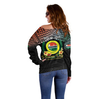 Personalised Penama Day Off Shoulder Sweater Vanuatu Provinces Polynesian Pattern