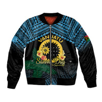 Personalised Sanma Day Bomber Jacket Vanuatu Provinces Polynesian Pattern LT14 Unisex Black - Polynesian Pride