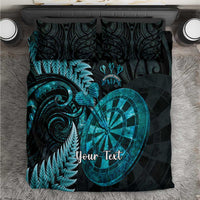 Personalised New Zealand Darts Bedding Set Happiness Is A Tight Threesome Maori Paua Shell