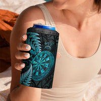 Personalised New Zealand Darts 4 in 1 Can Cooler Tumbler Happiness Is A Tight Threesome Maori Paua Shell