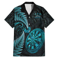Personalised New Zealand Darts Family Matching Mermaid Dress and Hawaiian Shirt Happiness Is A Tight Threesome Maori Paua Shell LT14 Dad's Shirt - Short Sleeve Turquoise - Polynesian Pride