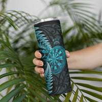 Personalised New Zealand Darts Skinny Tumbler Happiness Is A Tight Threesome Maori Paua Shell