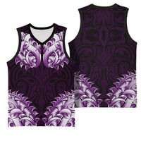 New Zealand Ta Moko Basketball Jersey Aotearoa Maori Chest Tattoo Purple LT14 - Polynesian Pride
