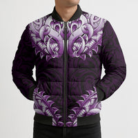 New Zealand Ta Moko Bomber Puffer Jacket Aotearoa Maori Chest Tattoo Purple LT14 - Polynesian Pride