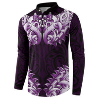 New Zealand Ta Moko Button Sweatshirt Aotearoa Maori Chest Tattoo Purple LT14 - Polynesian Pride