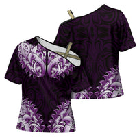 New Zealand Ta Moko Cross Shoulder Shirt Aotearoa Maori Chest Tattoo Purple LT14 - Polynesian Pride