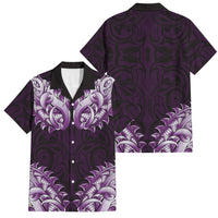 New Zealand Ta Moko Family Matching Long Sleeve Bodycon Dress and Hawaiian Shirt Aotearoa Maori Chest Tattoo Purple LT14 Dad's Shirt - Short Sleeve Purple - Polynesian Pride