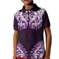 New Zealand Ta Moko Kid Polo Shirt Aotearoa Maori Chest Tattoo Purple LT14 Kid Purple - Polynesian Pride