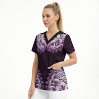 New Zealand Ta Moko Scrub Top Aotearoa Maori Chest Tattoo Purple LT14 - Polynesian Pride
