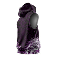 New Zealand Ta Moko Sleeveless Hoodie Aotearoa Maori Chest Tattoo Purple LT14 - Polynesian Pride