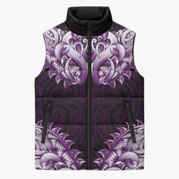 New Zealand Ta Moko Sleeveless Puffer Jacket Aotearoa Maori Chest Tattoo Purple LT14 Unisex Purple - Polynesian Pride