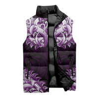 New Zealand Ta Moko Sleeveless Puffer Jacket Aotearoa Maori Chest Tattoo Purple LT14 - Polynesian Pride