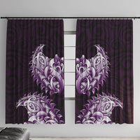 New Zealand Ta Moko Window Curtain Aotearoa Maori Chest Tattoo Purple LT14 With Hooks Purple - Polynesian Pride