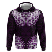 New Zealand Ta Moko Zip Hoodie Aotearoa Maori Chest Tattoo Purple LT14 Pullover Hoodie Purple - Polynesian Pride