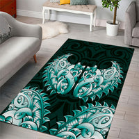 New Zealand Ta Moko Area Rug Aotearoa Maori Chest Tattoo Turquoise LT14 - Polynesian Pride