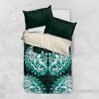New Zealand Ta Moko Bedding Set Aotearoa Maori Chest Tattoo Turquoise LT14 US Twin 172cm x 218cm Turquoise - Polynesian Pride