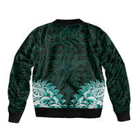 New Zealand Ta Moko Bomber Jacket Aotearoa Maori Chest Tattoo Turquoise LT14 - Polynesian Pride