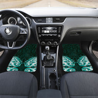 New Zealand Ta Moko Car Mats Aotearoa Maori Chest Tattoo Turquoise LT14 Set 2pcs - Front Turquoise - Polynesian Pride