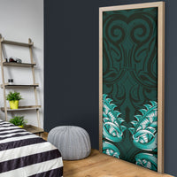 New Zealand Ta Moko Door Cover Aotearoa Maori Chest Tattoo Turquoise LT14 - Polynesian Pride
