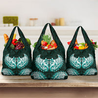 New Zealand Ta Moko Grocery Bag Aotearoa Maori Chest Tattoo Turquoise LT14 3-pack One Size Turquoise - Polynesian Pride