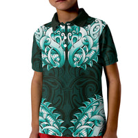 New Zealand Ta Moko Kid Polo Shirt Aotearoa Maori Chest Tattoo Turquoise LT14 Kid Turquoise - Polynesian Pride