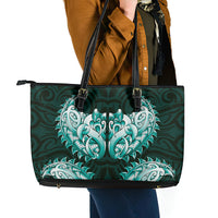 New Zealand Ta Moko Leather Tote Bag Aotearoa Maori Chest Tattoo Turquoise LT14 - Polynesian Pride