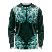 New Zealand Ta Moko Long Sleeve Shirt Aotearoa Maori Chest Tattoo Turquoise LT14 Unisex Turquoise - Polynesian Pride