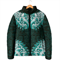 New Zealand Ta Moko Padded Jacket Aotearoa Maori Chest Tattoo Turquoise LT14 - Polynesian Pride