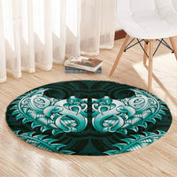 New Zealand Ta Moko Round Carpet Aotearoa Maori Chest Tattoo Turquoise LT14 - Polynesian Pride