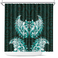 New Zealand Ta Moko Shower Curtain Aotearoa Maori Chest Tattoo Turquoise LT14 Turquoise - Polynesian Pride