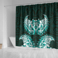 New Zealand Ta Moko Shower Curtain Aotearoa Maori Chest Tattoo Turquoise LT14 - Polynesian Pride