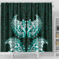 New Zealand Ta Moko Shower Curtain Aotearoa Maori Chest Tattoo Turquoise LT14 - Polynesian Pride