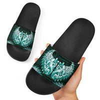 New Zealand Ta Moko Slide Sandals Aotearoa Maori Chest Tattoo Turquoise LT14 - Polynesian Pride