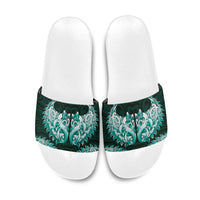 New Zealand Ta Moko Slide Sandals Aotearoa Maori Chest Tattoo Turquoise LT14 Turquoise - Polynesian Pride