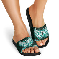 New Zealand Ta Moko Slide Sandals Aotearoa Maori Chest Tattoo Turquoise LT14 - Polynesian Pride