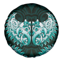 New Zealand Ta Moko Spare Tire Cover Aotearoa Maori Chest Tattoo Turquoise LT14 - Polynesian Pride