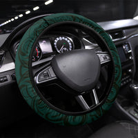 New Zealand Ta Moko Steering Wheel Cover Aotearoa Maori Chest Tattoo Turquoise LT14 Universal Fit Turquoise - Polynesian Pride