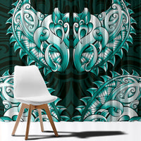 New Zealand Ta Moko Window Curtain Aotearoa Maori Chest Tattoo Turquoise LT14 - Polynesian Pride