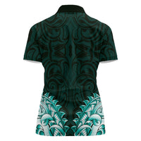 New Zealand Ta Moko Women Polo Shirt Aotearoa Maori Chest Tattoo Turquoise LT14 - Polynesian Pride