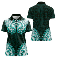 New Zealand Ta Moko Women Polo Shirt Aotearoa Maori Chest Tattoo Turquoise LT14 - Polynesian Pride