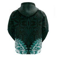 New Zealand Ta Moko Zip Hoodie Aotearoa Maori Chest Tattoo Turquoise LT14 - Polynesian Pride