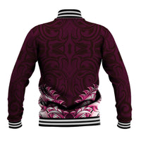 New Zealand Ta Moko Baseball Jacket Aotearoa Maori Chest Tattoo Pink LT14 - Polynesian Pride