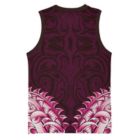 New Zealand Ta Moko Basketball Jersey Aotearoa Maori Chest Tattoo Pink LT14 - Polynesian Pride