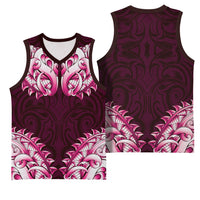 New Zealand Ta Moko Basketball Jersey Aotearoa Maori Chest Tattoo Pink LT14 - Polynesian Pride