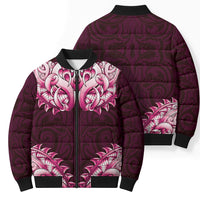 New Zealand Ta Moko Bomber Puffer Jacket Aotearoa Maori Chest Tattoo Pink LT14 - Polynesian Pride
